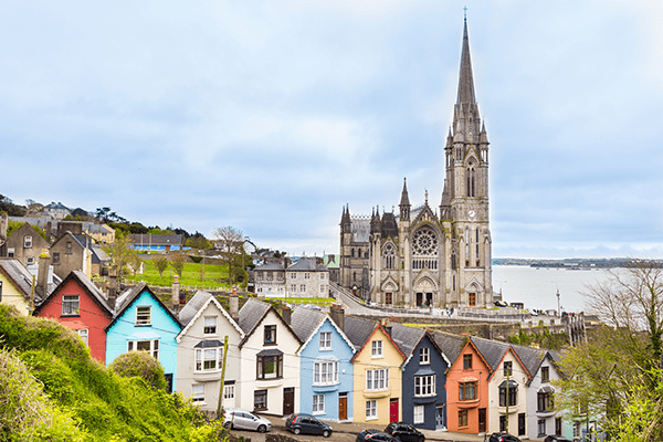 church and seaside houses